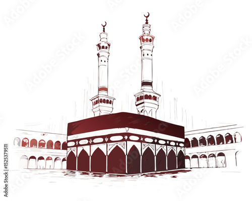 realistic holy kaaba in mecca saudi arabia  vector
