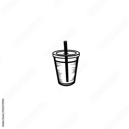 Silhouette of a reusable cup with a straw, clean and minimalistic