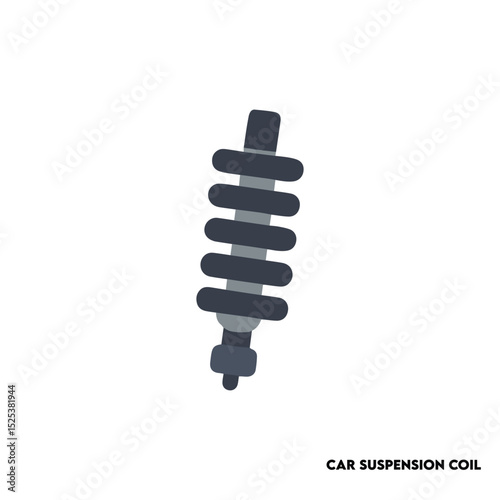 Car Suspension Coil Spring & Shock Absorber Silhouette Automotive Suspension Parts Isolated Vector Illustration.