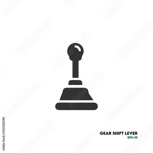 Manual Gear Shift Lever and Transmission Housing Silhouette Automotive Control Icon Isolated Vector Illustration.