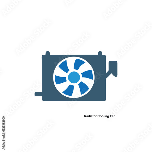 Radiator Cooling Fan Silhouette with Blades Automotive Cooling System Icon Isolated Vector Illustration.
