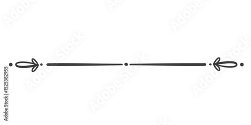 Decorative arrow divider with simple ornamental design, ideal for invitations, documents, or graphic design. Ornamental vector illustration of vintage divider