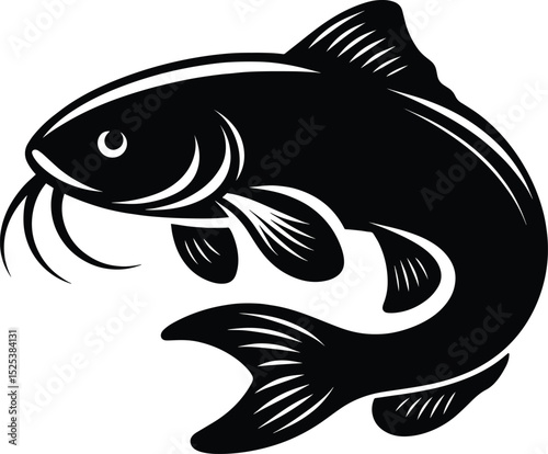 Catfish silhouette vector illustration isolated on a white background