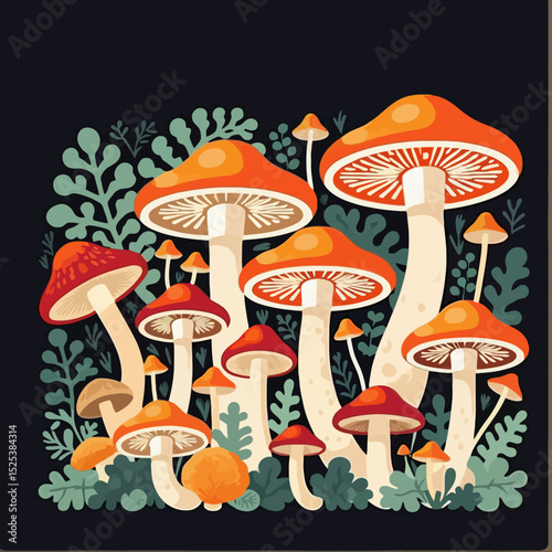 Mushroom Art Print- Whimsical Fungi Illustration- Forest Decor- Colorful Mushroom Painting- Botanical Wall Art- Nature Inspired Home Decor- Mushroom Lover Gift