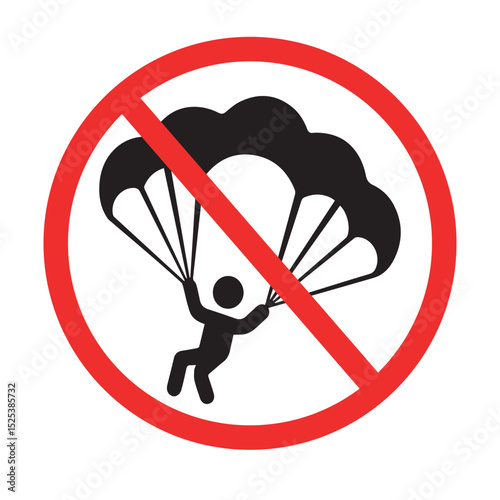 No parachuting prohibited sign with person and parachute, perfect for safety and restricted area designs