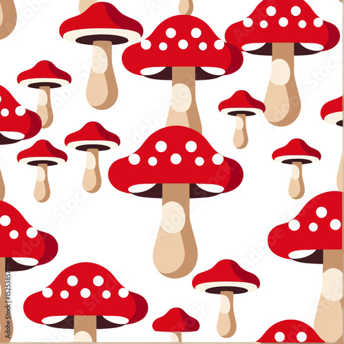 Whimsical Mushroom Delight-Red and White Amanita Muscaria Pattern-Enchanting Forest Floor Design-Playful Toadstool Background-Nature Inspired Artwork-Cute Mushroom Decor