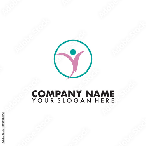 Logo Feminim Minimalist Lili Flower Icon Like Free Human in a Circle