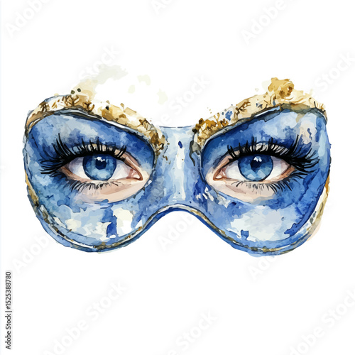 Eye Mask, watercolor drawing vector, high quality, isolated on a white background.