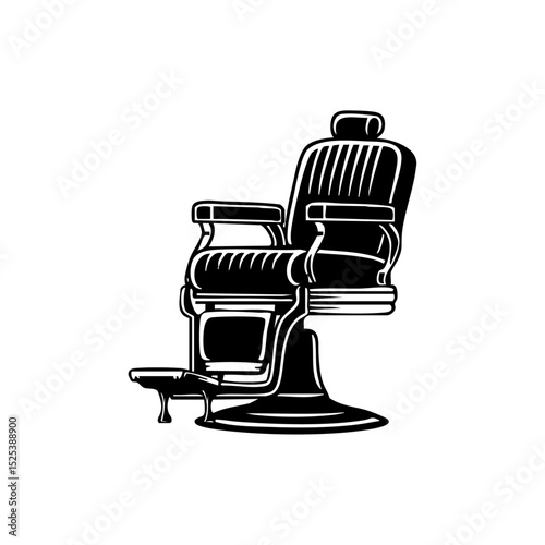 Classic barber chair vector icon in vintage style for grooming and salon themes.

