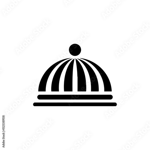 Minimalist vector icon of a serving cloche symbolizing food delivery and gourmet service.

