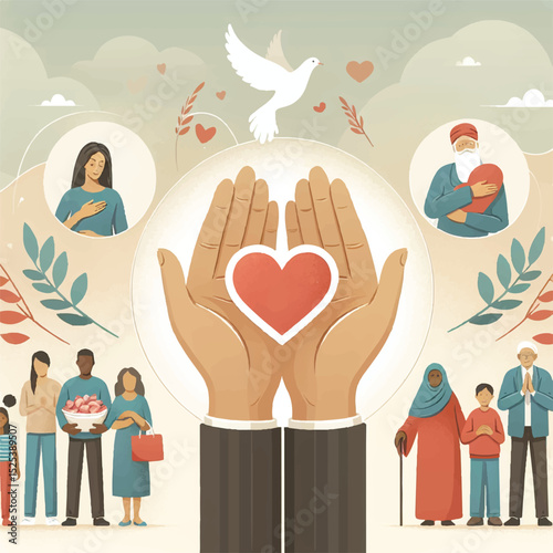 Helping Hands and Heart Symbol – Charity Day Vector

 photo
