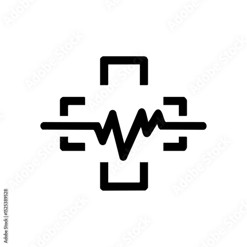 Medical icon with cross and heartbeat pulse line in clean design

