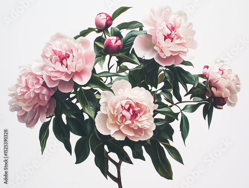 Fototapeta Naklejka Na Ścianę i Meble -  bouquet of peonies on a light background 
