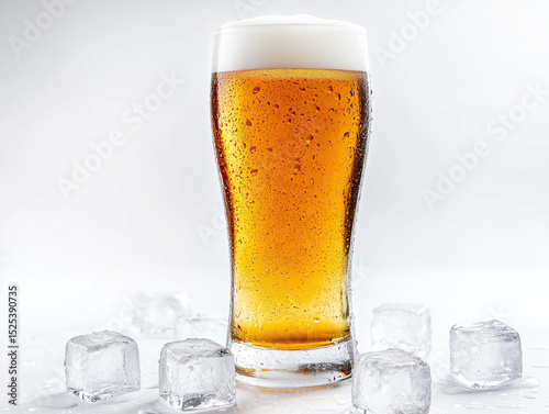 a glass of cold lager 