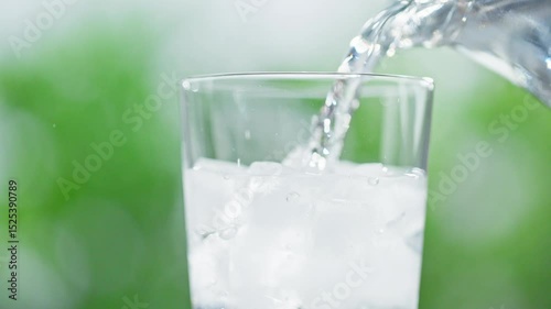 Water Being Poured into an Ice - filled Glass