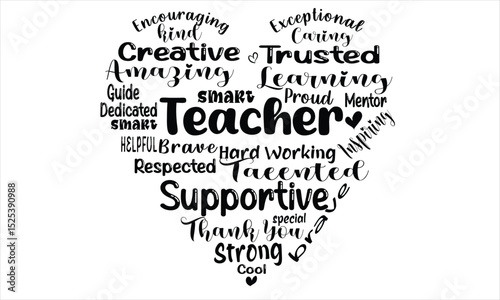 Teacher Love Word Art T-shirt Design