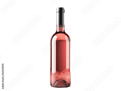 bottle of rosé wine on a transparent background, png
