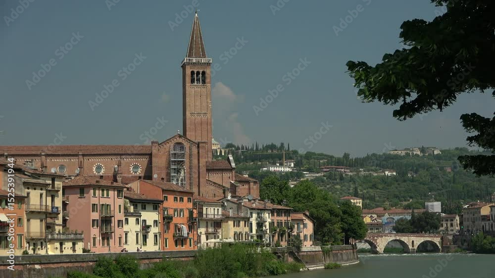 Panoramic view of Verona, with adige river, Italy