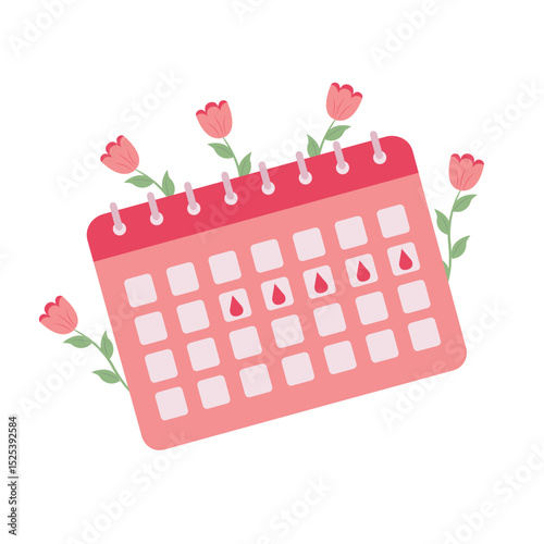 Menstrual calendar. Woman critical days, gynecological menstruation cycle period.