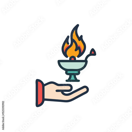 vector illustration of a burning gas stove