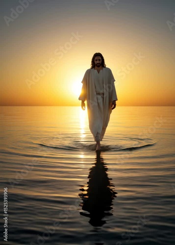 silhouette of Jesus on the beach