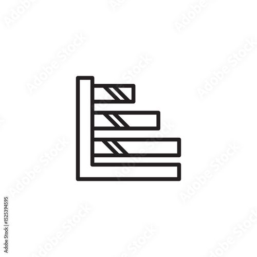 An outline icon depicting a horizontal bar graph with three bars of varying lengths, suitable for comparing data, tracking progress, or visualizing statistics.