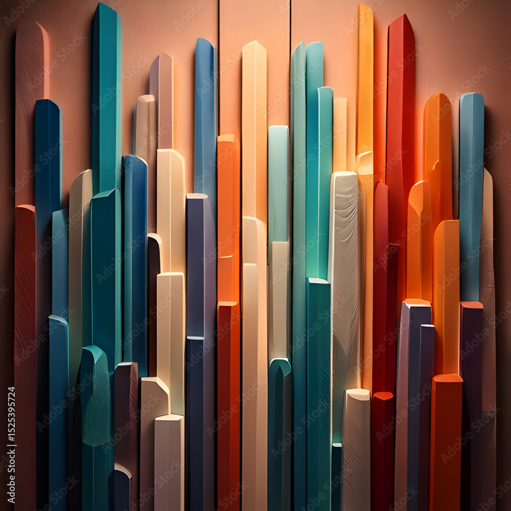 Obraz premium Abstract Colorful Geometric Background with Vertical Shapes