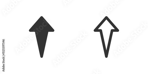 Straight up arrow icon set. Suitable for scrolling to top, uploads, and expanding elements. Symbol of scroll, upload, and expand/collapse.