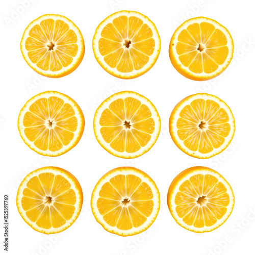 Bright and Fresh Yellow Lemon Halves Arranged in a Perfect Grid on a Dark Background for Culinary Presentation