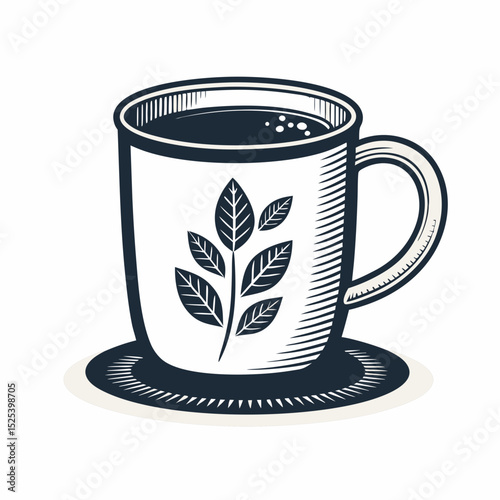Coffee Mug Silhouette Design Vector Illustration Clipart Eps, cup of coffee with tea
