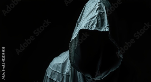 Stock photo of hooded figure in the dark for mystery thriller concept and halloween