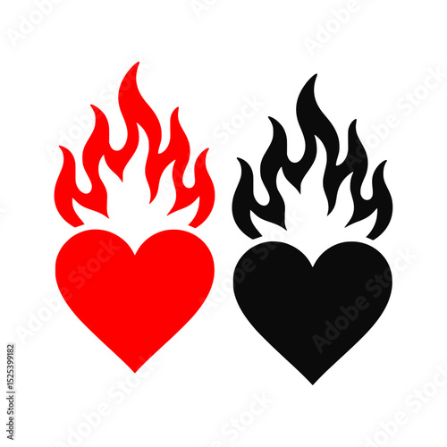 fiery heart icon vector