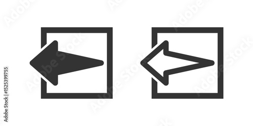 Straight arrow exiting a box icon set. Suitable for export functions, sharing content, and external links. Symbol of export, share, and exit.