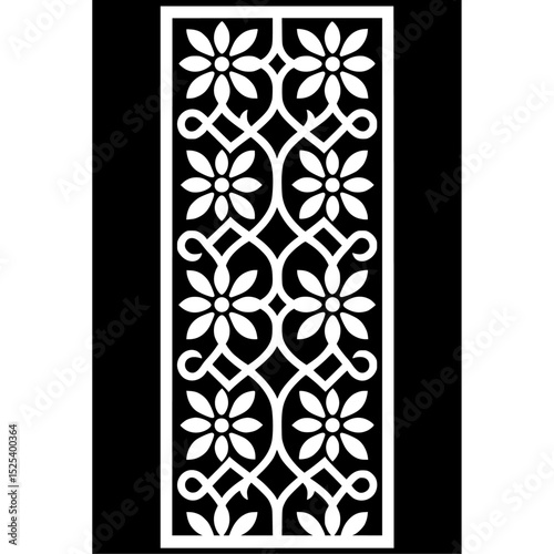 Geometric pattern, floral motif, laser cut design