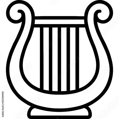 Minimalist lyre icon with bold black lines