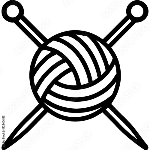 Minimalist knitting needles icon