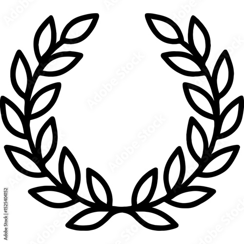 Minimal laurel wreath outline icon