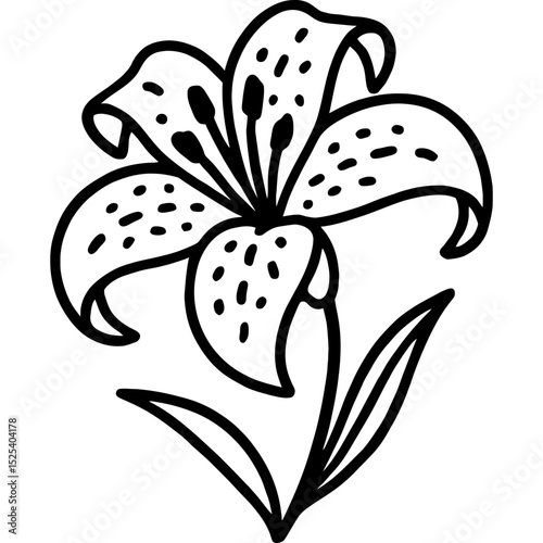 Minimal vector icon of tiger lily flower