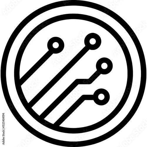 Modern cryptocurrency icon with circuit elements