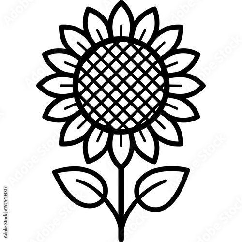 Minimal vector sunflower outline icon
