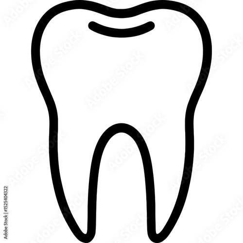 Minimalist black outline of a tooth icon