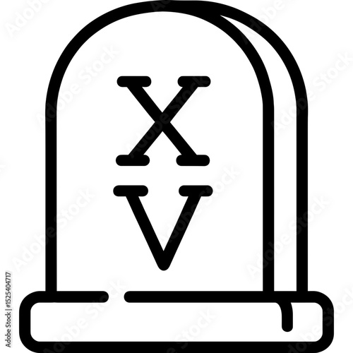 Roman numeral stone tablet outline icon
