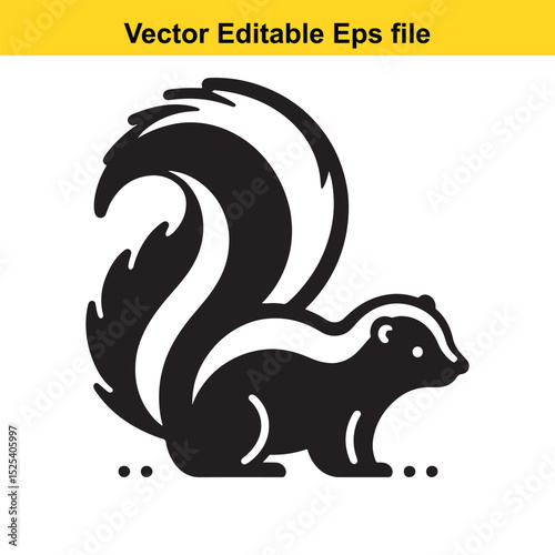 Striped Skunk Icon: A Vector Illustration of a Skunk