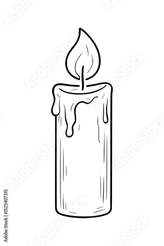 Minimalist lit candle lineart for icons, branding, and decor designs.