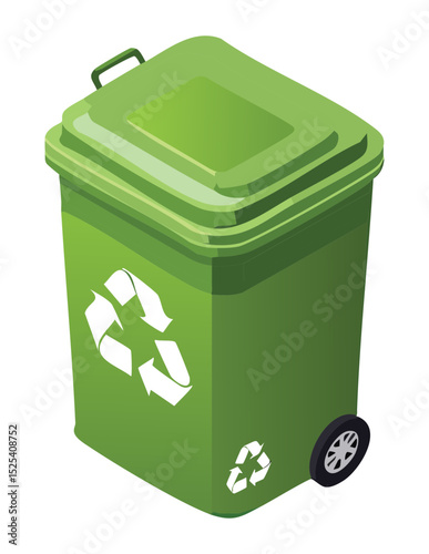 Green Recycling Bin with Wheels
