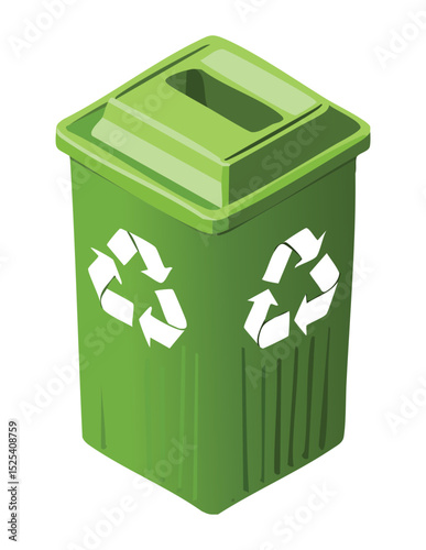 Light Green Recycling Bin Open Top
