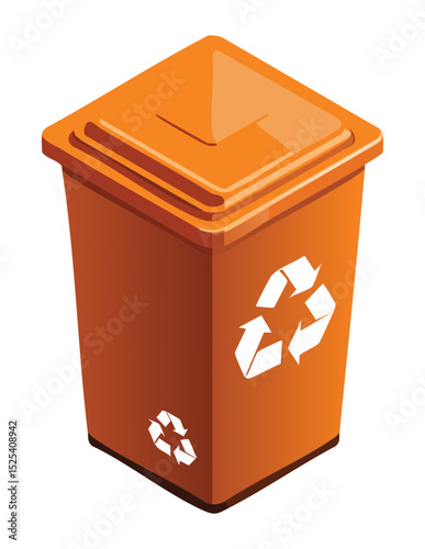 Angled Orange Recycling Bin Container