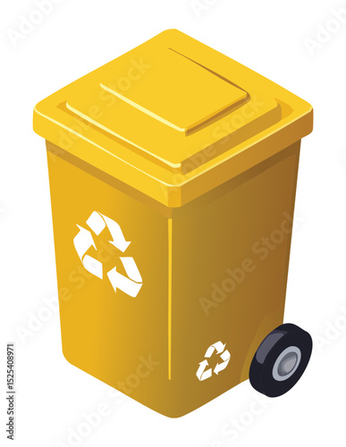 Yellow Recycling Bin Side View