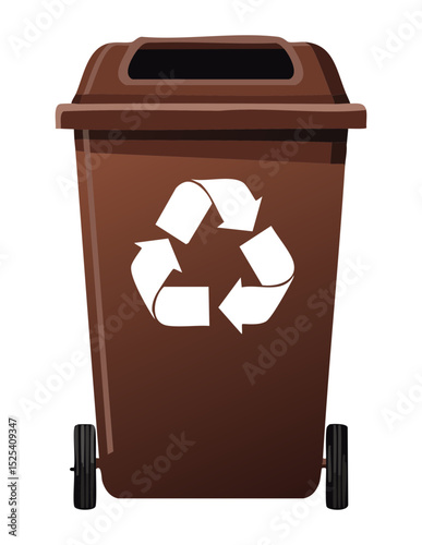 Brown Recycle Bin with White Symbol