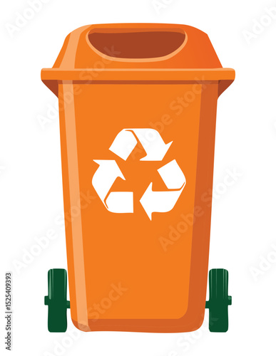 Bright Orange Recycling Bin for Waste